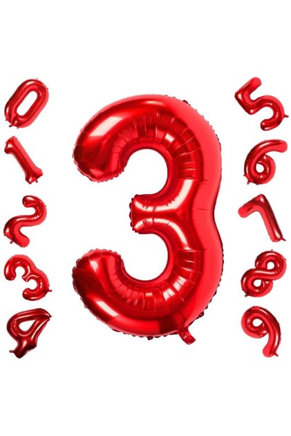 Balon Cifra 3 Rosu CFR12-3
