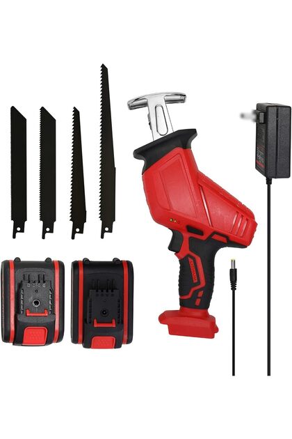 21VF Reciprocating Saws Outdoor Saber Saw Portable Cordless Electric Power Tools,Battery *2,4 Saw Blades