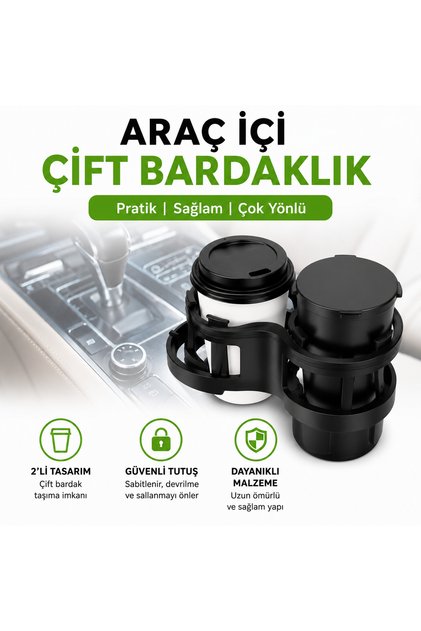 Araç İçi Bardaklık Çift Genişletici Ayarlanabilir Oto Bardak Tutucu Kahve Termos Şişe İçecek Standı Universal ABS