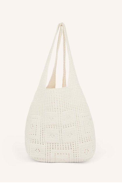 Women's Ecru Knitwear Shoulder Bag I4982Axns