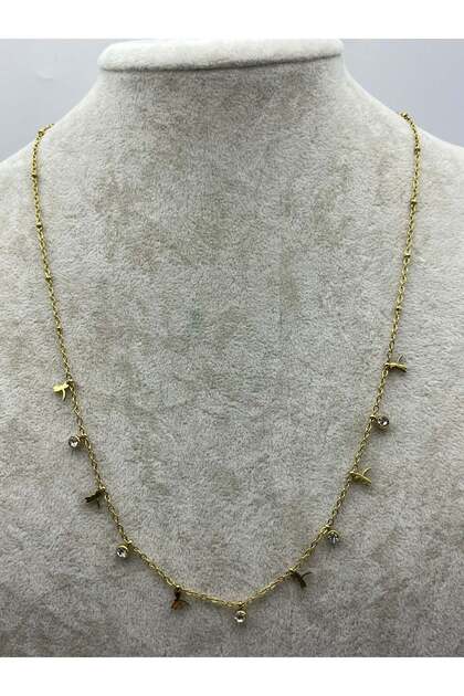26Kly17 Stone Bird Charm Gold Necklace