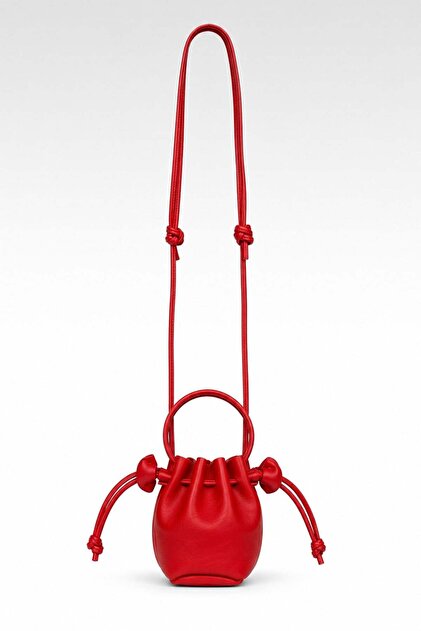 Red Women's Mini Drawstring Shoulder and Crossbody Bag with Adjustable Strap
