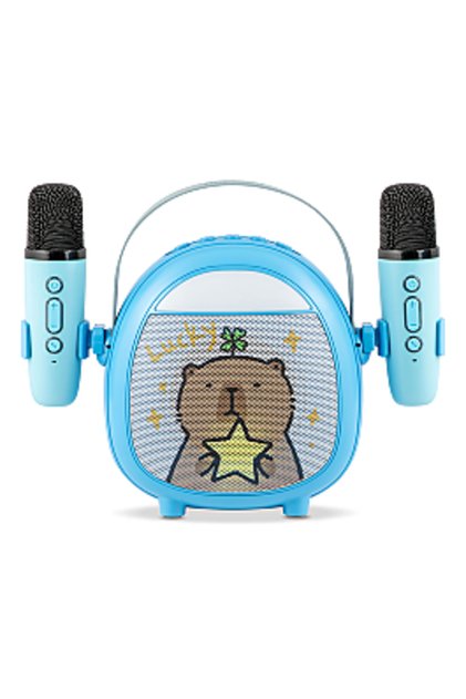 Boxă portabilă pentru copii EM 1040, Karaoke, Bluetooth, 2 microfoane, 5 W, Albastru