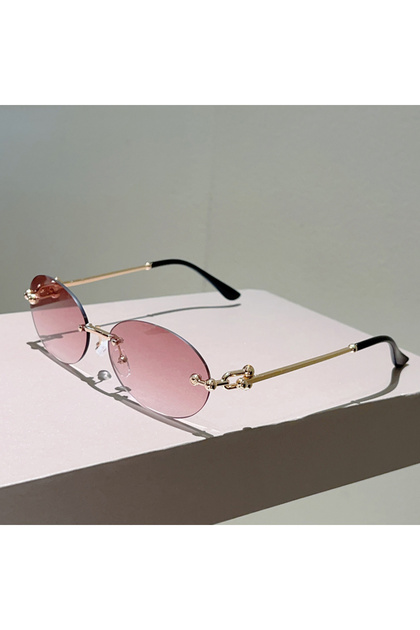 without case g-gradient red KAMMPT Rimless Oval Sunglasses Women 2025 New in Fashion Vintage Decor S