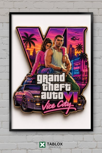 Grand Theft Auto 6 Vice City GTA Game Frame View Tablou decorativ din MDF