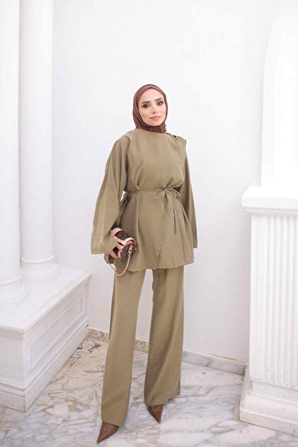 Khaki Shoulder Buckle Tunic and Trousers Set