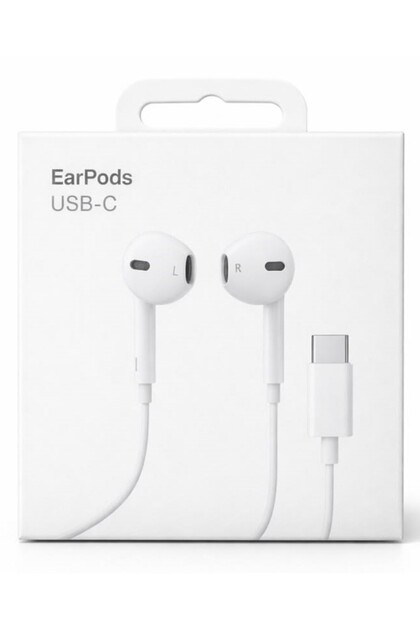 Type-C Wired Earphones for iPhone USB-C – Hi-Fi Stereo EarPods with Microphone & Volume Control | Plug & Play | White