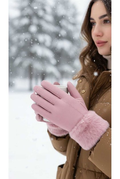 Parachute Fabric Touchscreen Plush Inside Women Gloves