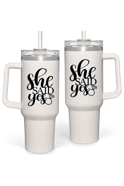 Bride Tumbler With Handle 40 oz Travel Mug Straw Covers Cup with Lid Insulated Quencher Stainless Steel Water Iced Tea Coffee Gift