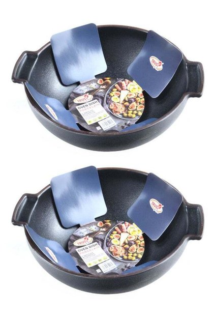 2-Piece Deep Porcelain Baking Dish With Handles 9 Inch 23x20.2x7.2CM Matt Black