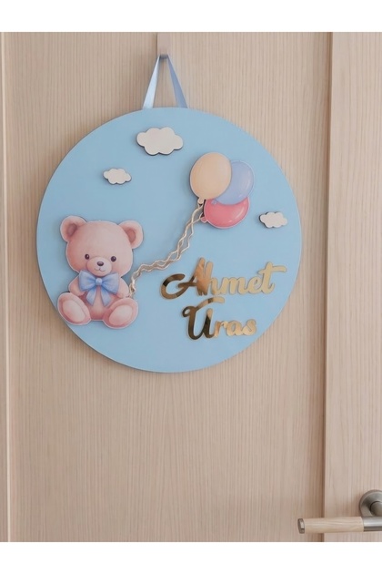 EN YENİ TREND El Yapımı Kişiye Özel Bebek Odası Kapı Süsü Ayıcık Figürlü