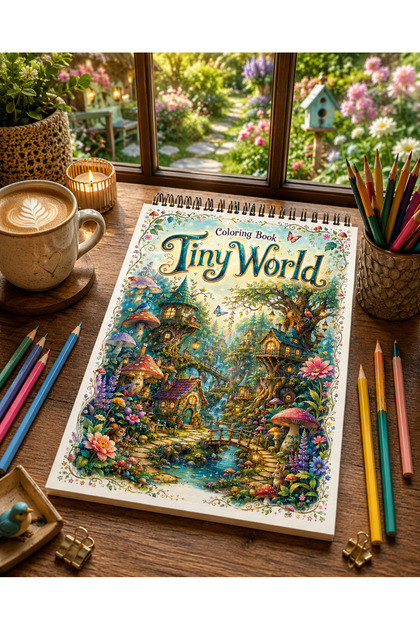Tiny World Coloring Book – 20 Different Designs | A4 Large Size | 120 g Thick Paper | For Adults and Teenagers