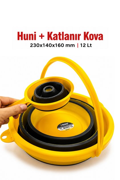 Katlanabilir Silikon KOVA + Katlanabilir Silikon HUNİ Araç İçi Taşınabilir Su Kamp Piknik Temizlik