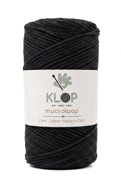 Koton Pamuk Makrome İpi Premium 2mm 145 Metre 200 Gram Cotton Çanta Supla İpi Siyah