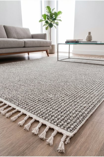 Gri Beyaz İskandinav Yumuşak Tuşe Bukleli Bohem Salon Koridor Mutfak Çocuk Oturma Odası Halısı Yolluk
