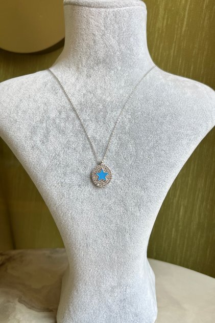 Silver Color Blue Star Necklace