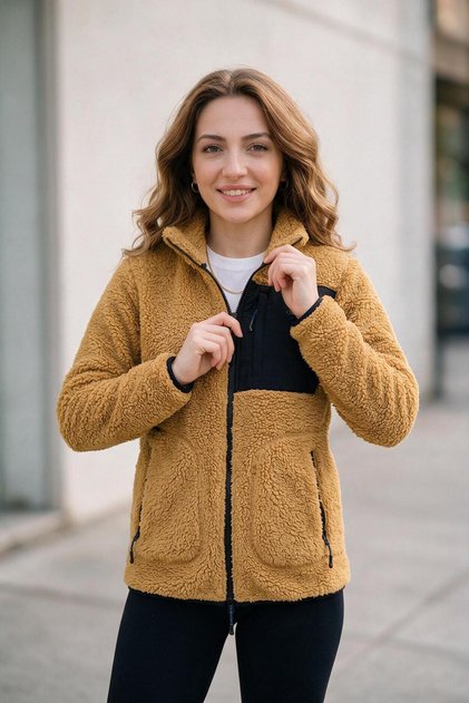 Jachetă pentru femei, confortabilă, din fleece Welsoft, cu fermoar complet și buzunar frontal.