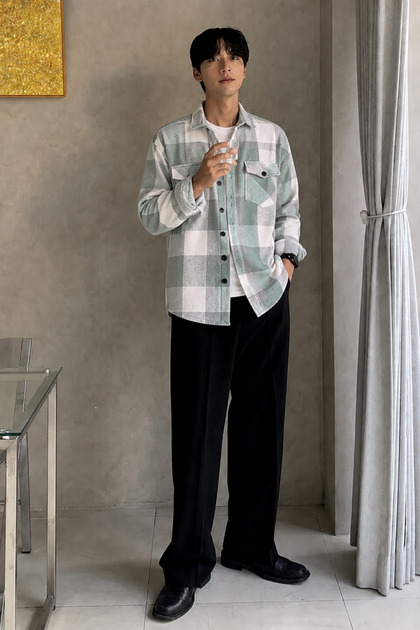 Men's Plaid Lumberjack Shirt Comfortable Fit Long Sleeve Double Pockets Button down Casual Shirt