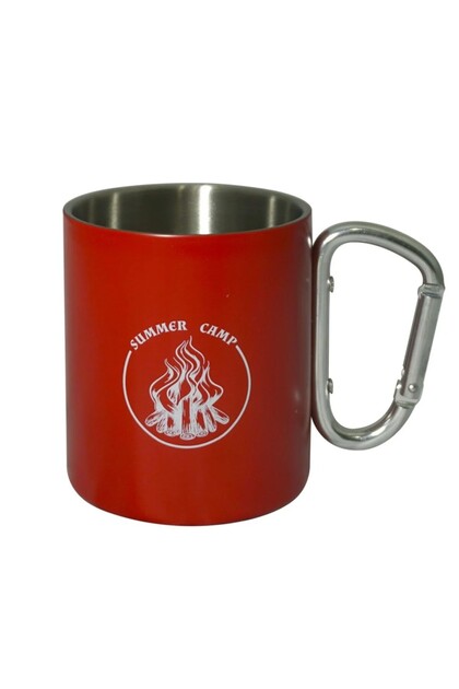 Out-1850 Steel Mug with Carabiner Red