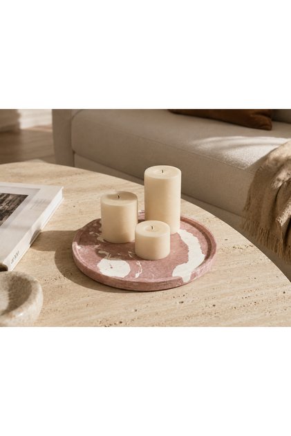 Tavă Decorativă Rotundă 31 cm , din compozit mineral, | Decor /Drift Tray /Lazuran Studio