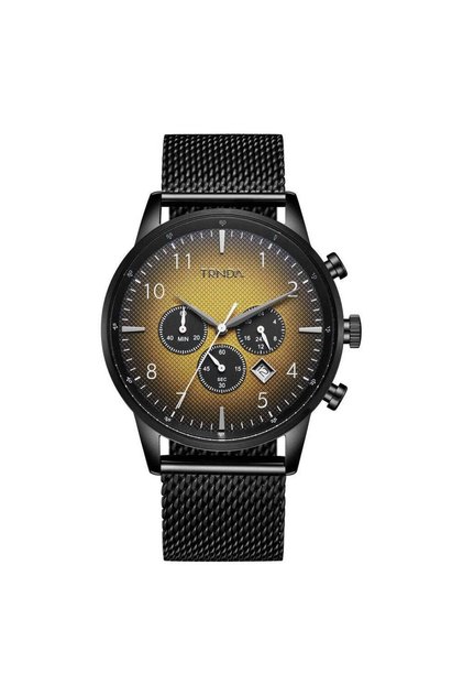 Men's Black Stainless Steel Watch, Cedar Brown Dial | Trn-43-Bk