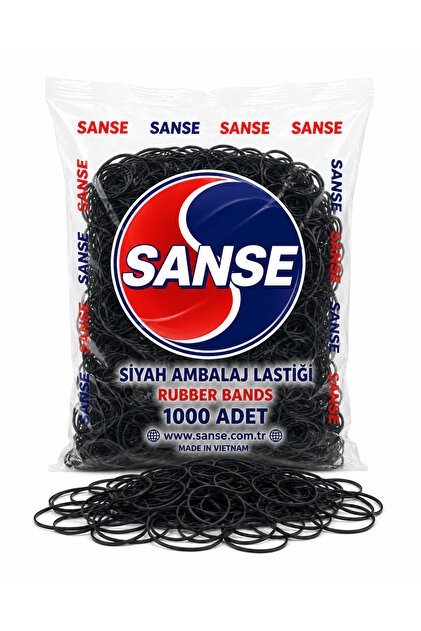 Siyah Paket Ambalaj Lastiği 40 mm – Para, Toka, Kırtasiye ve Paketleme Lastiği 1000 Adet