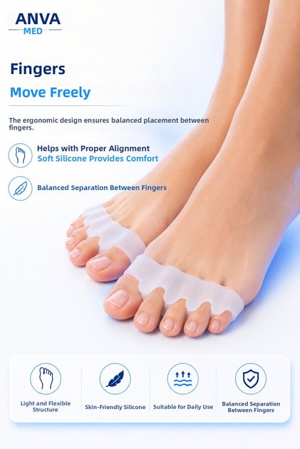 5-Finger Separator Silicone Roller Hallux Valgus Support Device