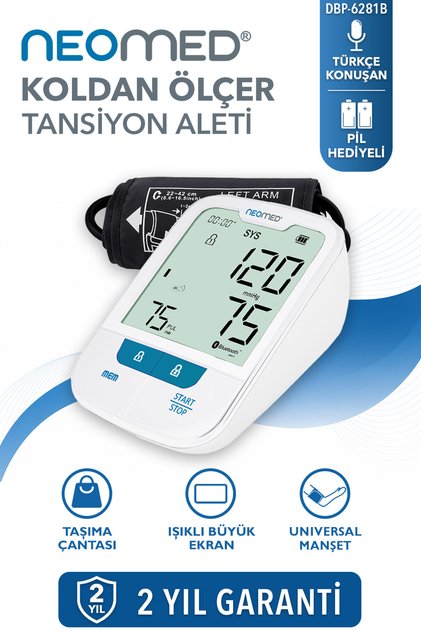 DBP-6281 Türkçe Konuşan Büyük Ekranlı Bluetoothlu Üst Koldan Dijital Tansiyon Aleti