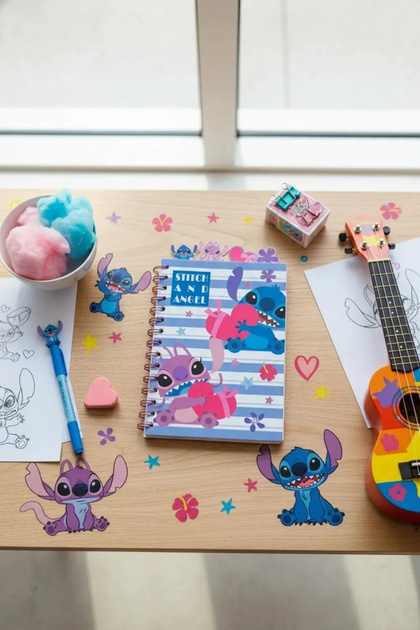 Miniso Disney Lisanslı Stitch&Angel A5 Ayraçlı Çizgili Telli Not