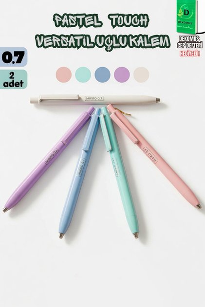X Dekomus Pastel Touch Collection "2 Pieces" 0.7 mm Tip Pen "Dekomus Pocket Notebook Gifted"