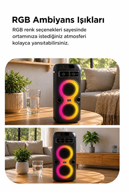 Torima Bluetooth Hoparlör Rgb Işıklı Mikrofonlu Taşınabilir