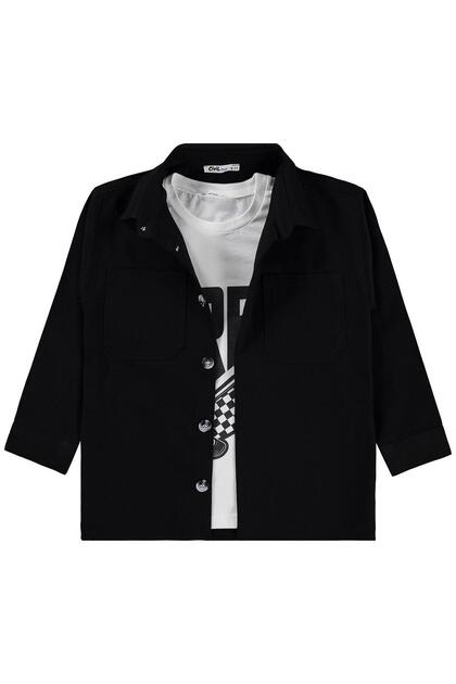 Double Pocket T-Shirt for 10-13 Years Old - Black