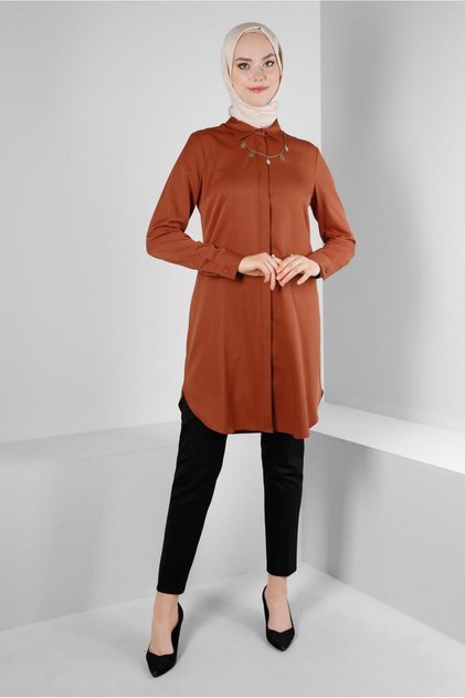 HIDDEN BUTTONED SIDE SLIT TUNIC 43667