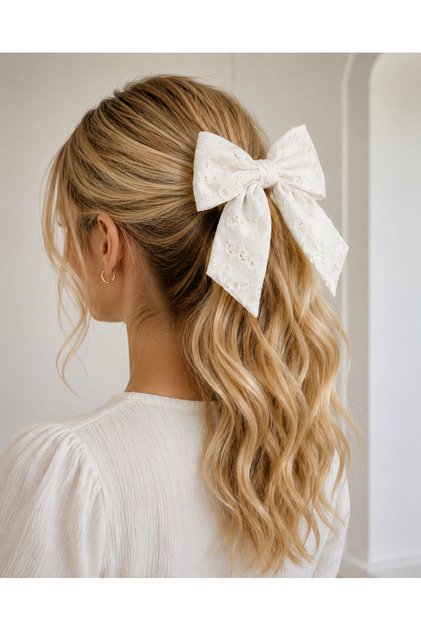 Large Size Scalloped Fabric Bow Automatic Buckle