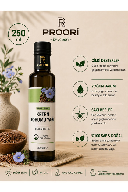 Pure Natural Linen Oil 250 ml Glass Bottle