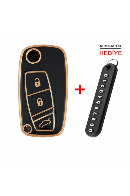 Fiat Linea, Ducato, Boxer, Jumper Black Auto Key Control Case with Chip Auto Keychain