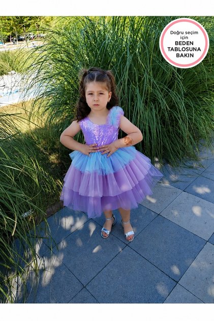 Girl's Lilac Three Color Tutu Dress