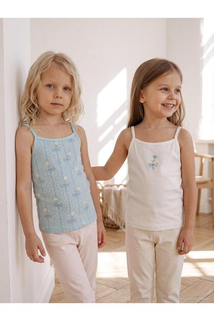 Civil Girl's Flower Girl 2-Piece Undershirt | Lycra Single Jersey Printed | School Nursery and Daily Use