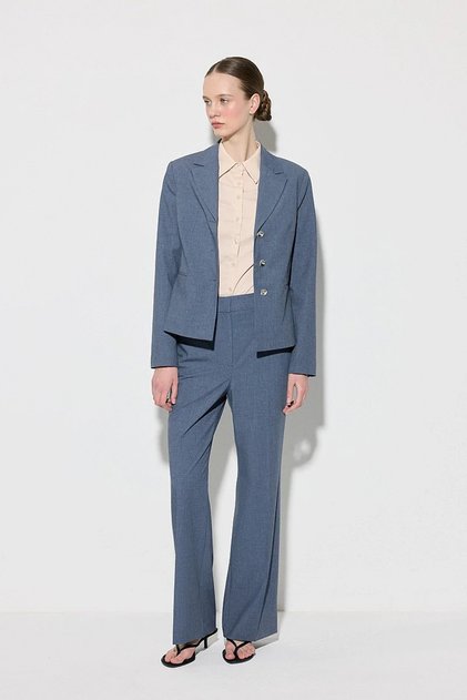 Three Button Blazer Jacket - Navy Blue