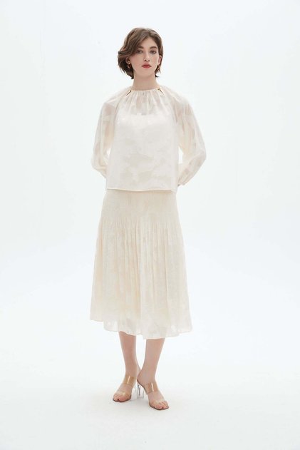 Floral Midi Skirt with Embroidery