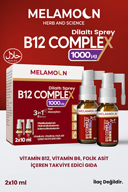 みんちゃん出品　b12 Melamoon B12 Complex, Vitamin b12, Vitamin b6, Folik Asit İçeren