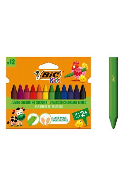 Creioane cerate plastificate Plastidecor triunghiulare 12 bucăți pentru copii