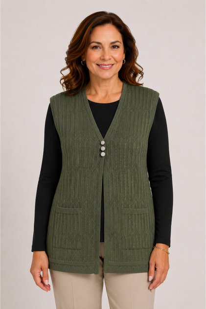 Women's Middle-Aged and Older Women's Four Seasons Three-Button Rolax Mom Vest 430