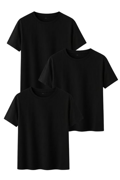 Black Color Relaxed Fit Cotton Women's T-Shirt 3-Pack