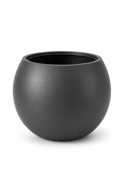 Antrasit Küre Saksı 20cm (İç Hazneli) Modern Tasarım Küçük Boy Saksı Premium Kalite Plastik Saksı