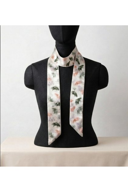 Tie Scarf Multi-Purpose Leaf Patterned Hair Neck Wrap Wrist Bag Scarf