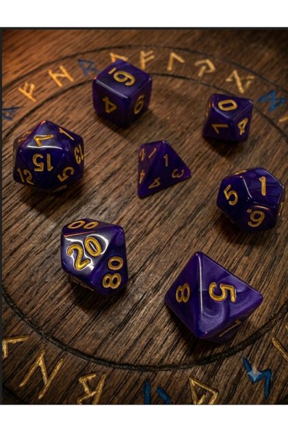 Dnd Epoxy Frp Dice Set 7-Piece Set Dnd Dice Dungeons and Dragons Tabletop Game Dice Marble Purple