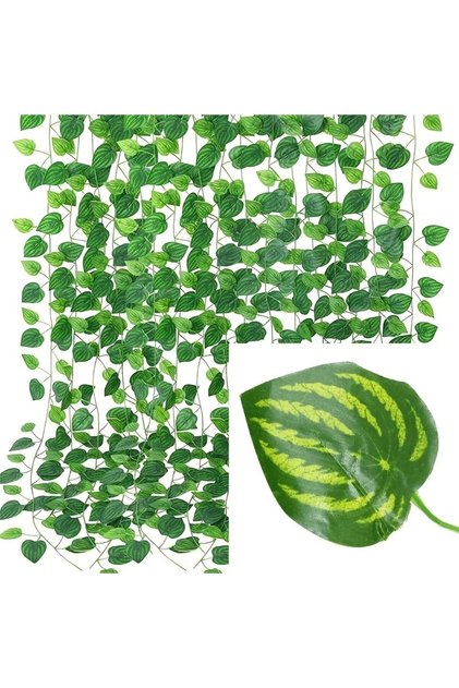 4M-2Mx2Pcs D 4/10M Artificial Plant Green Ivy Leaf Garland Fake Plant Creeper Hanging Vine Outdoor D