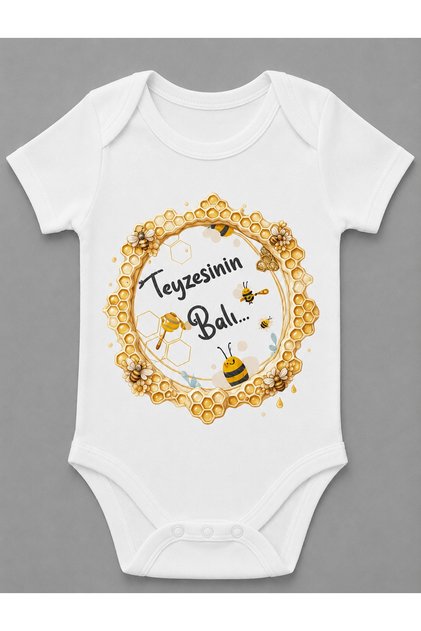 Auntie's Honey Baby Bodysuit Short Sleeve Snap Fastener Bodysuit with Auntie Written on It