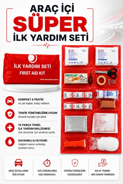 TÜVTÜRK UYUMLU ARAÇ İÇİ İLK YARDIM ÇANTASI